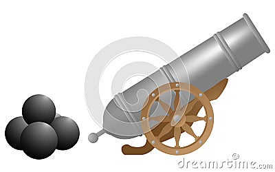 Cannon and cannonballs Cartoon Illustration