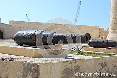 A cannon of the Citadel of Qaitbay. Stock Photo