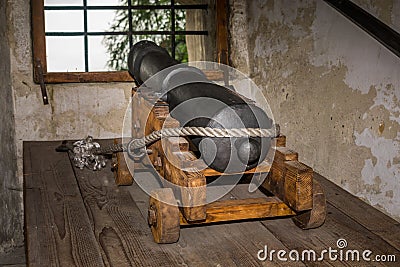 Cannon firing Stock Photo