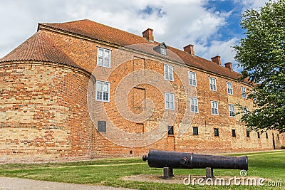 Cannon in front of the historic castle of Sonderborg Stock Photo