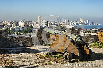 Cannon at la CabaÃ±a Havana Stock Photo