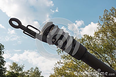 Cannon muzzle close-up against the sky. Ukraine, Kyiv Stock Photo