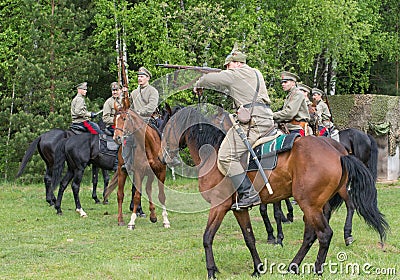 Cannon squad in action Editorial Stock Photo