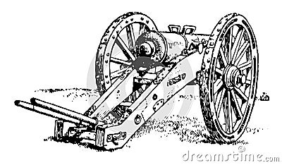 Cannon used at the time of the American Revolution, vintage illustration Vector Illustration