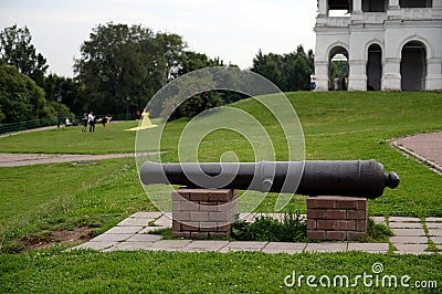 Cannon XVII century, participated in the battle of Poltava in 1709, at the Kolomenskoye Museum estate. Moscow Editorial Stock Photo