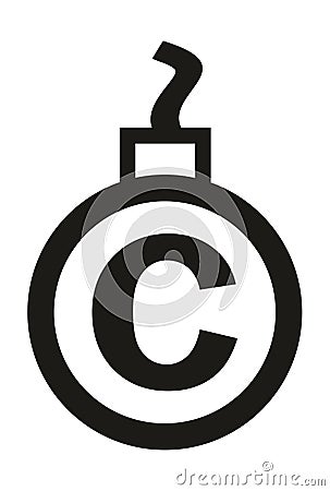 Cannonball-shaped copyright sign Cartoon Illustration