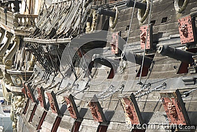 Cannons of a pirate ship Stock Photo