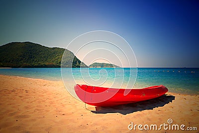 Canoe on beautiful beach in the samae san island -Thailand Stock Photo