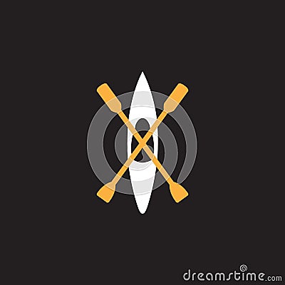 Canoe with cross paddle logo symbol icon vector graphic design illustration idea creative Vector Illustration