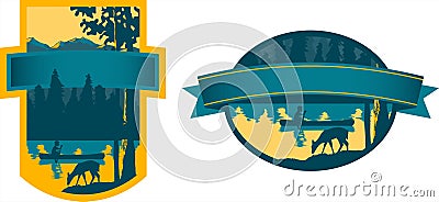 Canoe Label Vector Illustration