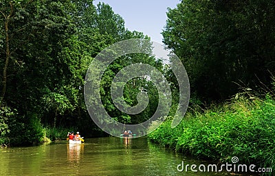Canoe in the Marais Poitevin regional nature park Stock Photo