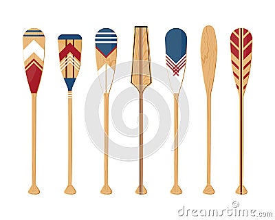 Canoe oars set in flat style, vector Vector Illustration