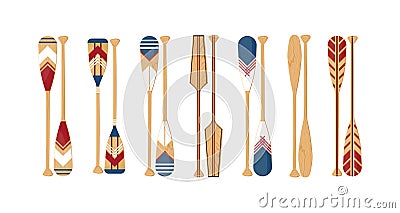 Canoe oars set in flat style, vector Vector Illustration