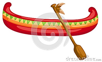 Canoe with Paddle Vector Illustration