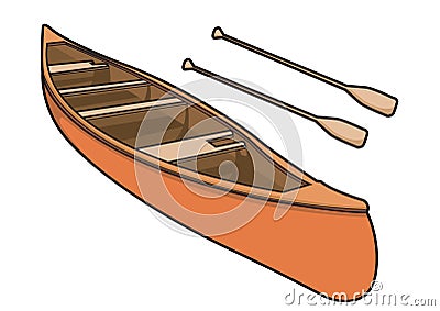 Canoe with Paddle Illustration Stock Photo