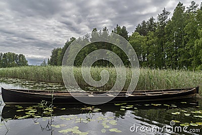 Canoe in Punkaharju, Lake District, Finland Stock Photo