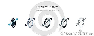 Canoe with row icon in different style vector illustration. two colored and black canoe with row vector icons designed in filled, Vector Illustration