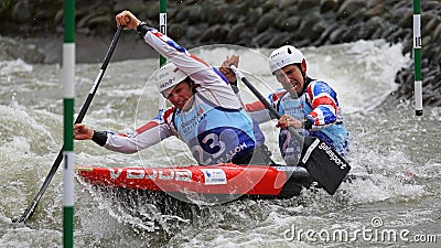 Canoe slalom ICF European Championship - Mark Proctor and Etienne Stott ( Great Britain ) Editorial Stock Photo