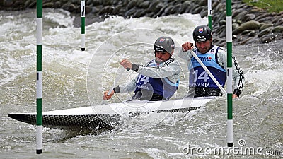 Canoe slalom ICF European Championship - Peter Hochschorner and Pavol Hochschorner ( Slovakia ) Editorial Stock Photo