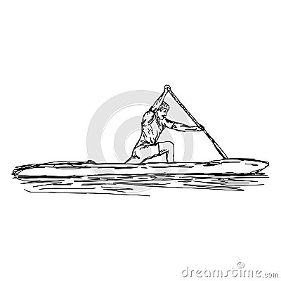 CANOE SLALOM player - vector illustration sketch hand drawn Vector Illustration