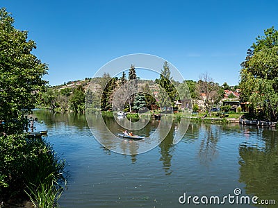 Canoeing on the Unstrut in Freyburg Editorial Stock Photo