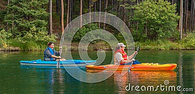 Canoers on Herbert Lake Editorial Stock Photo