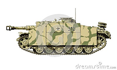 Vector illustration of a German WW2 StuH 42 Cartoon Illustration