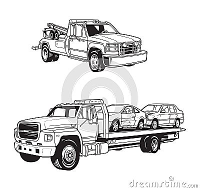 Vector illustrations of different tow trucks Vector Illustration