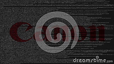 Canon Inc. logo made of source code on computer screen. Editorial 3D rendering Editorial Stock Photo