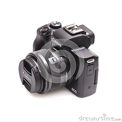 Canon M50 Mirrorless camara on a white background Editorial Stock Photo