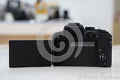 Canon R10 camera with 18-45mm focal length lens Editorial Stock Photo