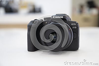 Canon R10 will be launched in late July 2022 Editorial Stock Photo