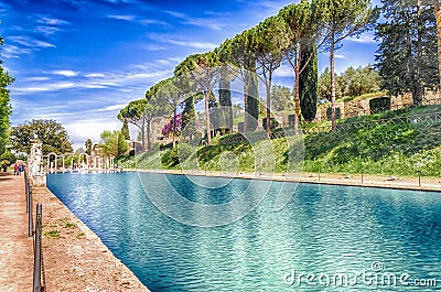 The Canopus, ancient pool in Villa Adriana, Tivoli, Italy Stock Photo