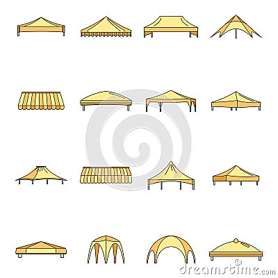 Canopy shed overhang icons set vector color Vector Illustration