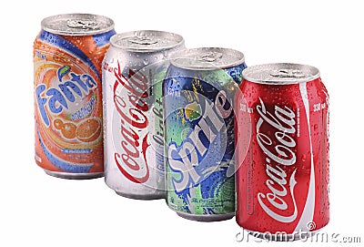 cans with beverages Editorial Stock Photo