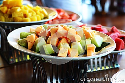 Cantaloupe healthy on a plate in Thailand Stock Photo