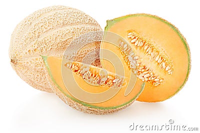 Cantaloupe melons group on white Stock Photo