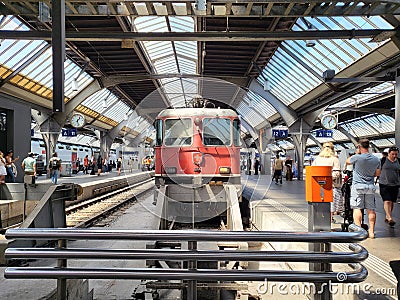 View inside Zurich Main station. Editorial Stock Photo