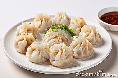 Cantonese dim sums on white plate Stock Photo