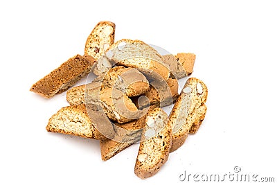 Cantuccini italian biscotti biscuits Isolated object on white Stock Photo