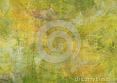 Canvas Abstract Painting Yellow Green Brown Dark Grunge Dark Rusty Distorted Decay Old Texture for Autumn Background Wallpaper Stock Photo