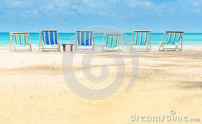 Canvas beach bed on the beach Stock Photo