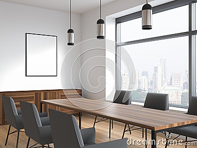 Canvas in modern white meeting room. Corner view Stock Photo