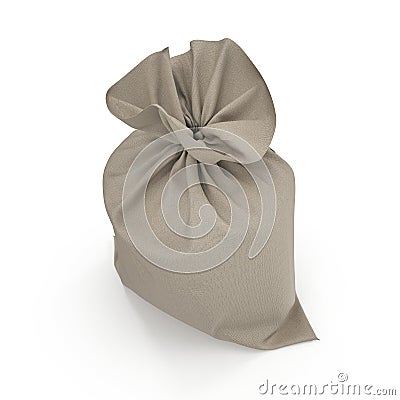 Canvas sack with empty space on white. 3D illustration Cartoon Illustration