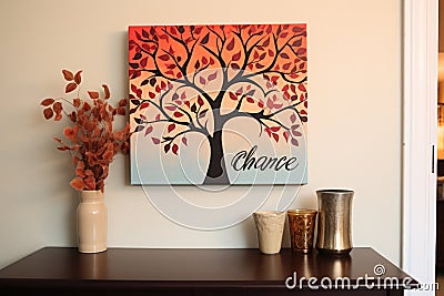 canvas wall decor with embrace change painted on Stock Photo