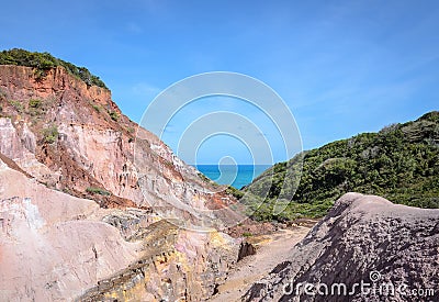 Canyon of cliffs with many stones sedimented by time Stock Photo