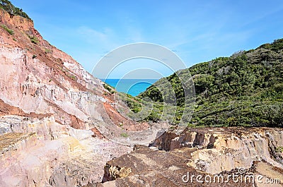 Canyon of cliffs with many stones sedimented by time Stock Photo