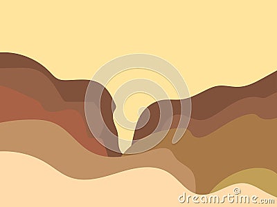 Canyon landscape in a minimalist style. Sand mountains, hills and canyons in flat design. Boho decor for prints, posters and Vector Illustration