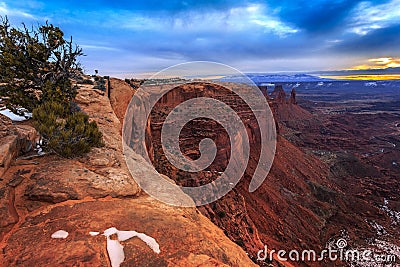 Canyon Overlook at Mesa Arch Stock Photo