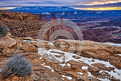 Canyon Overlook at Mesa Arch Stock Photo